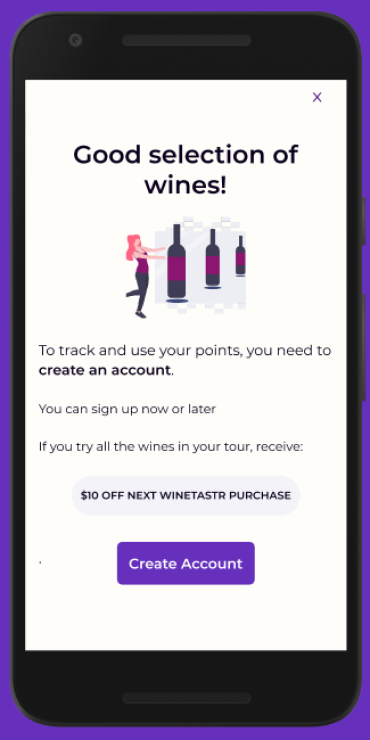 High-fidelity mockup of account prompt modal