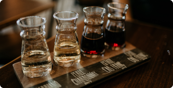 Small glasses of wine samples